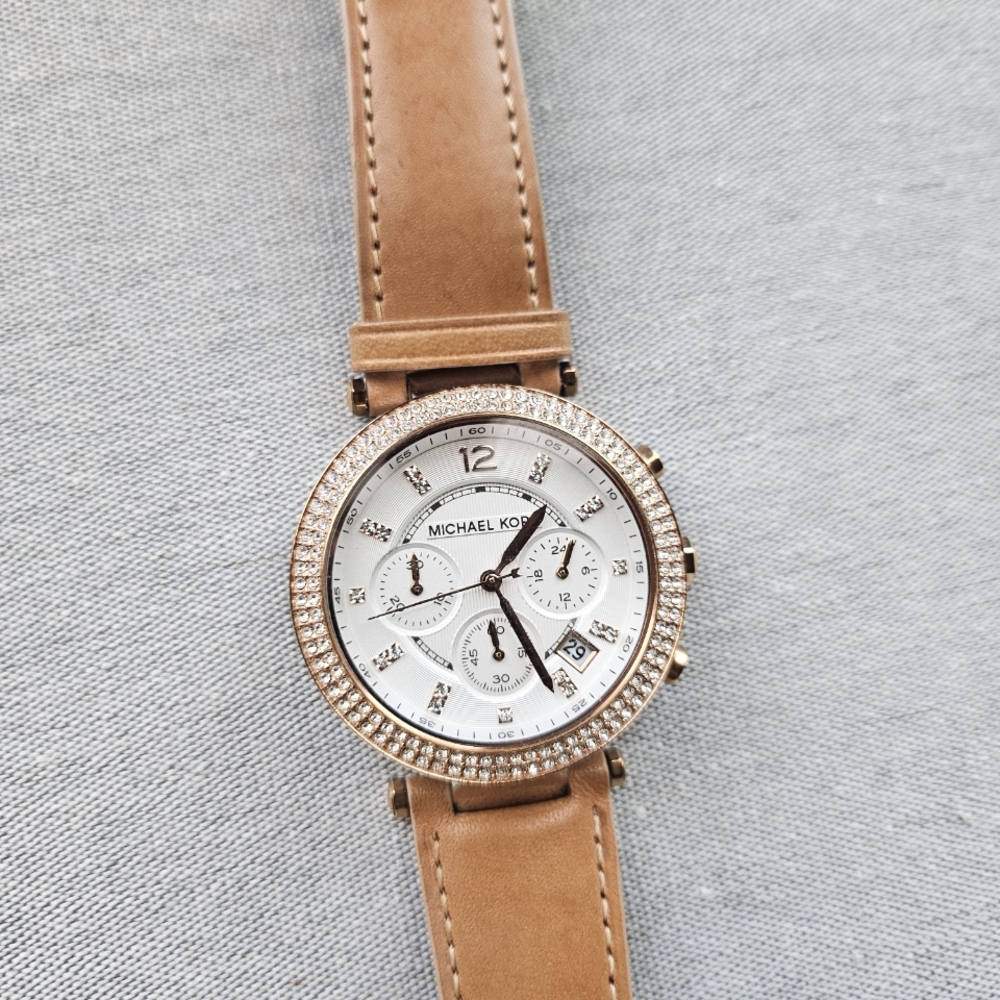 Michael Kors Tan Leather Strap Watch